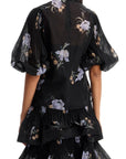 Zimmermann illustrated blouse with pleated sleeves