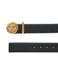 Versace black embossed crocodile calfskin belt with rhinestones 40mm