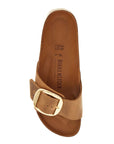 Birkenstock cognac oiled leather slippers with large buckle