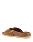 Birkenstock cognac oiled leather slippers with large buckle