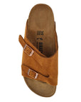 Birkenstock mink suede slippers with two adjustable straps