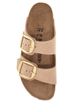 Birkenstock nubuck leather sandals sandcastle with golden buckles