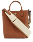 Longchamp cognac leather handbag with adjustable shoulder strap*** compact and minimalist