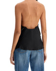 Y Project satin top with draped neckline and low