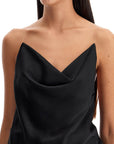 Y Project satin top with draped neckline and low