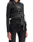 Y Project denim jacket with criss-cross belt