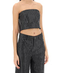 Rotate cropped top with sequined stripes