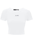 Rotate cropped t-shirt with embroidered lurex logo