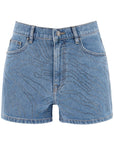 Rotate denim shorts with rhinestone