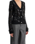 Rotate perforated cardigan with