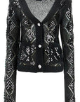 Rotate perforated cardigan with