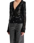 Rotate perforated cardigan with