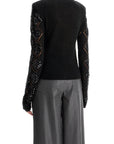 Rotate perforated cardigan with