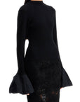 Rotate black high neck viscose top