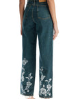 Rotate jeans in denim steel blue with floral details