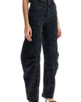 Rotate animal print barrel jeans