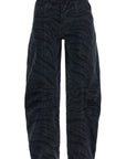 Rotate animal print barrel jeans