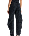 Rotate animal print barrel jeans