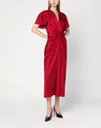 Victoria Beckham Fuchsia pink midi dress with gathered waist