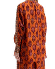 Zimmermann orange silk shirt ikat long sleeve loose fit