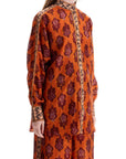 Zimmermann orange silk shirt ikat long sleeve loose fit