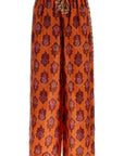 Zimmermann high waist wide leg ikat print silk pants orange