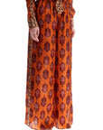 Zimmermann high waist wide leg ikat print silk pants orange