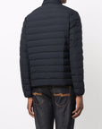 Emporio Armani Navy blue feather down padded logo-patch jacket