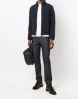 Emporio Armani Navy blue feather down padded logo-patch jacket