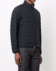 Emporio Armani Navy blue feather down padded logo-patch jacket