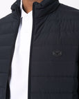 Emporio Armani Navy blue feather down padded logo-patch jacket