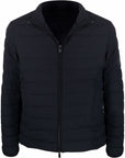 Emporio Armani Navy blue feather down padded logo-patch jacket