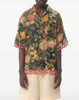 Valentino linen blend bowling shirt with Apres l'hiver print