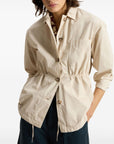 Woolrich Garment-Dyed Pure Cotton Overshirt beige