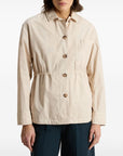 Woolrich Garment-Dyed Pure Cotton Overshirt beige
