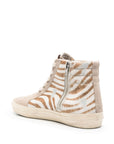 Golden Goose Slide in zebra-print pony skin with laminated leather flash