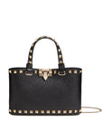 Valentino Garavani Mini Rockstud Shopping Bag in Garnet Calfskin