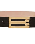 Victoria Beckham Jumbo Frame Belt In Black Grained Leather