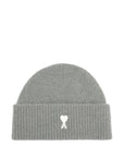 Ami Paris Grey Alpaca Striped Ami De Coeur Beanie