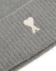 Ami Paris Grey Alpaca Striped Ami De Coeur Beanie
