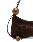JACQUEMUS Le Bisou Perle crocodile-effect suede shoulder bag