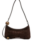 JACQUEMUS Le Bisou Perle crocodile-effect suede shoulder bag