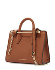 Strathberry nano tote in chestnut calf leather