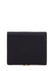 Strathberry crescent wallet in black calfskin with zip pocket