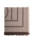 Toteme tobacco monogram wool and cashmere scarf with fringes