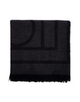 Toteme dark grey wool and cashmere scarf with monogram pattern