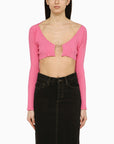 JACQUEMUS La Maille Pralu pink cropped cardigan