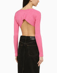 JACQUEMUS La Maille Pralu pink cropped cardigan