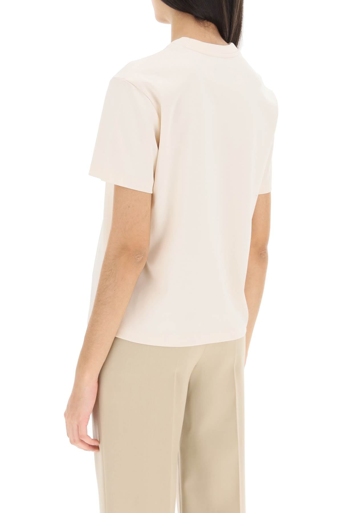 Agnona T Shirt With Embroidered Logo   Beige