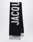 JACQUEMUS Black wool scarf with logo